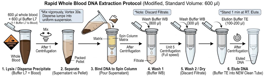 Rapid Whole Blood DNA Mini Kit with 8-minute genomic DNA extraction protocol Rapid Whole Blood DNA Mini Kit with 8-minute genomic DNA extraction protocol