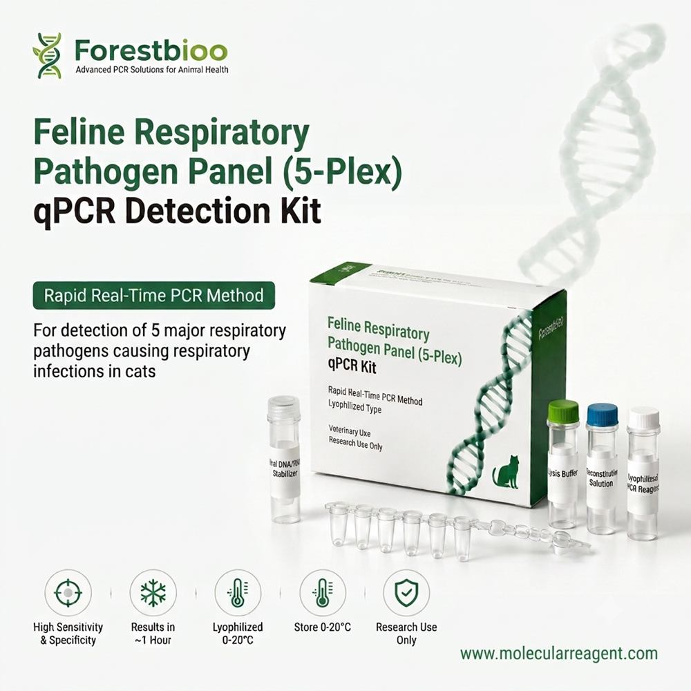 Feline Respiratory 5-Plex qPCR Kit (FHV-1/FCV/Mycoplasma/Chlamydia/B.bronchiseptica)