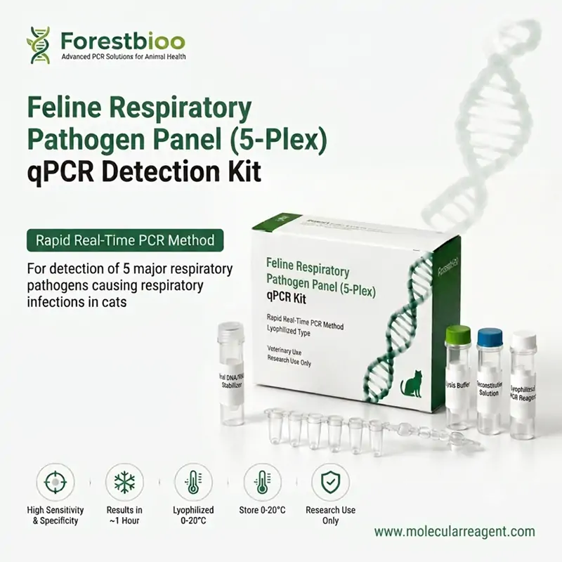 Feline Respiratory 5-Plex qPCR Kit (FHV-1/FCV/Mycoplasma/Chlamydia/B.bronchiseptica)