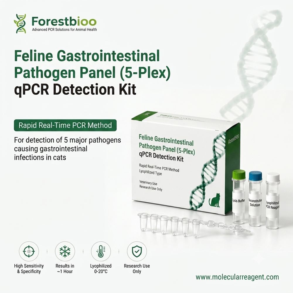 Feline Gastrointestinal 5-Plex qPCR Kit (FPV/FCoV/Giardia/Tritrichomonas/Cryptosporidium)
