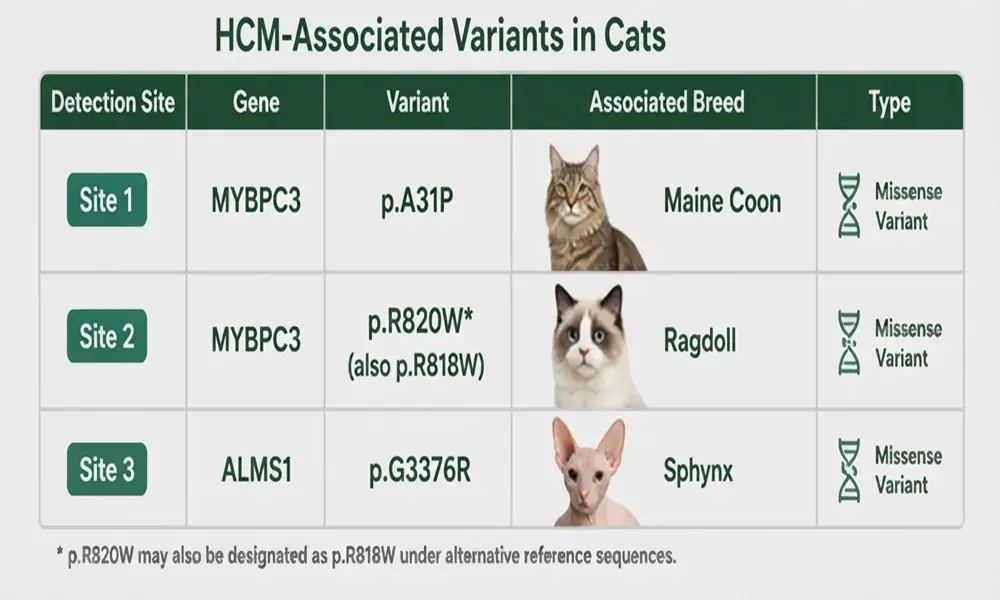 Feline HCM genetic testing for HCM-associated variants and Real-Time PCR genotyping