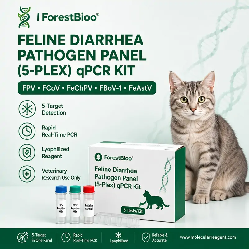 Feline Diarrhea Pathogen Panel (5-Plex) qPCR Kit | Real-Time PCR