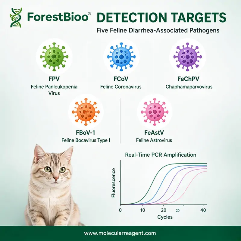Feline Diarrhea Pathogen Panel (5-Plex) qPCR Kit | Real-Time PCR